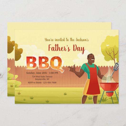 BBQ Time Invitation Kaart (Voorkant / Achterkant)