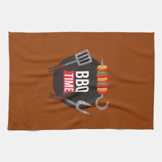 BBQ Time Modern trendy chic stijlvol bruin Theedoek (Horizontaal)