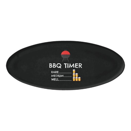 BBQ Timer Barbecue Funny Grill Grilling Gift Naambadge (Voorkant)