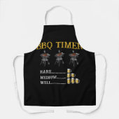 BBQ Timer Barbecue Zelden Middelgoed Beer Schort (Voorkant)
