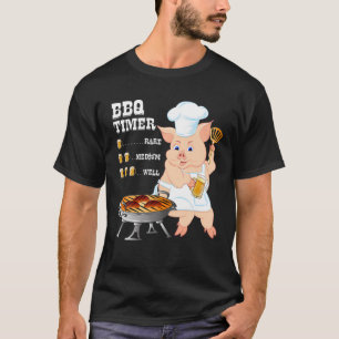 Bbq Timer Beer Barbecue Funny Mannen Meat Smoker T-shirt