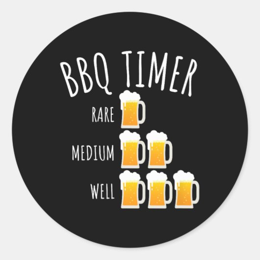 Bbq Timer Beer Drink Funny Grilling Ronde Sticker (Voorkant)