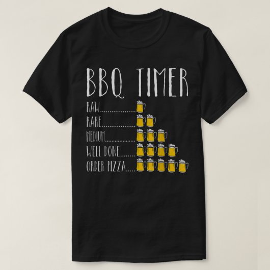 BBQ Timer Beer Drink Funny Grilling T-Shirt (Design voorkant)