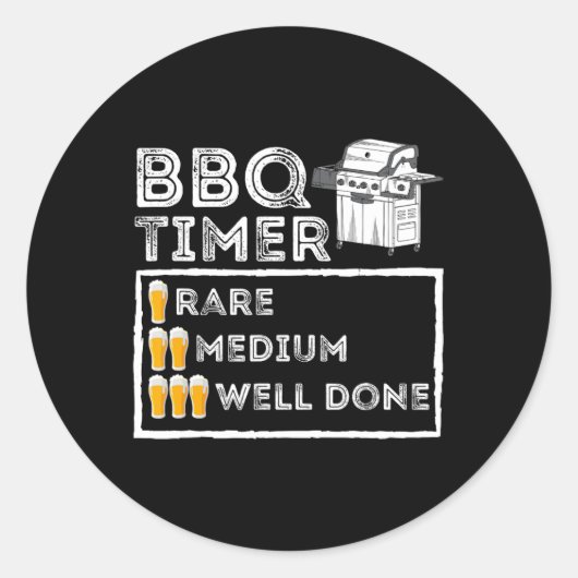 BBQ Timer - Grappige BBQ Roker Byrbecue Grillen Ronde Sticker (Voorkant)
