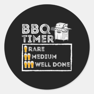 BBQ Timer - Grappige BBQ Roker Byrbecue Grillen Ronde Sticker