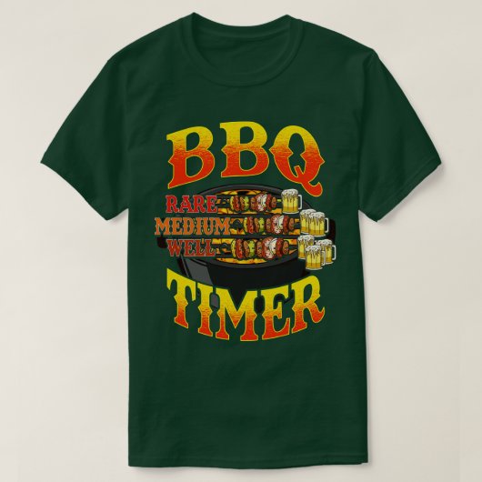 BBQ Timer Grill Grill Master Beer Drink Humo T-shirt (Design voorkant)