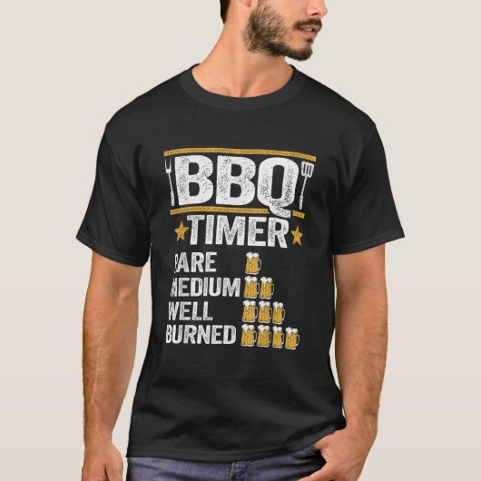 BBQ Timer Grilling Barbecue Smoking Meat Funny Pig T-shirt (Voorkant)
