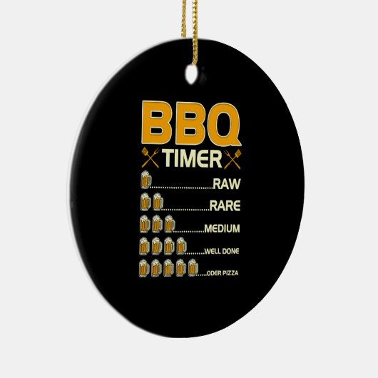 BBQ Timer Grilling Beer Drink Keramisch Ornament (Rechts)