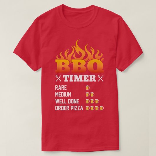 BBQ Timer Rare Medium Goed Gereed Orde Pizza Grill T-shirt (Design voorkant)