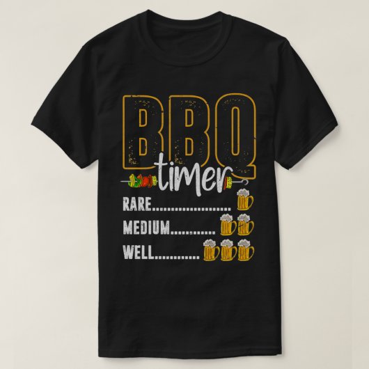 BBQ Timer Rare Medium Well Beer Drink Funny Bar T-shirt (Design voorkant)