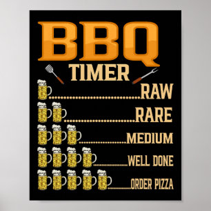 BBQ Timer Raw Rare Medium Goed gedaan Grill Liefhe Poster