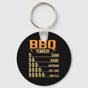 BBQ Timer Raw Rare Medium Goed gedaan Grill Liefhe Sleutelhanger