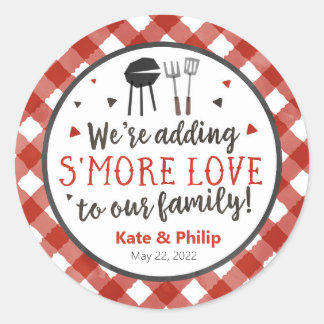 BBQ Toevoegen van meer Baby shower van de Liefde S Ronde Sticker