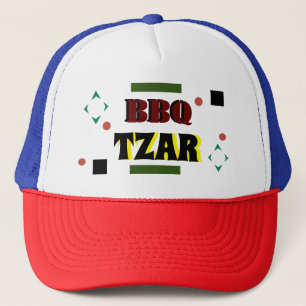 BBQ Tzar Veelkleurige Abstracte Tekst Trucker Hoed Pet
