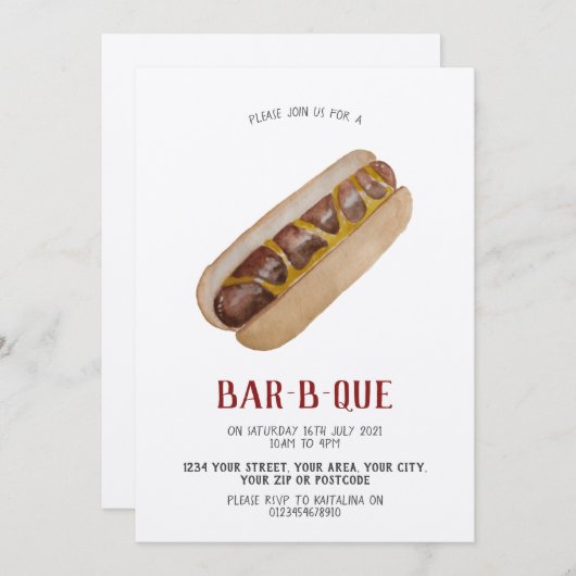 BBQ uitnodiging hotdog (Voorkant / Achterkant)