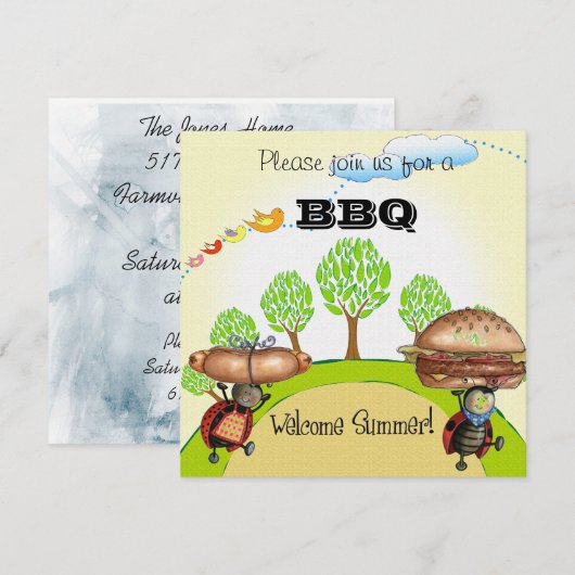 BBQ-uitnodiging Kaart (Voorkant / Achterkant)