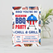 bbq uitnodiging kaarten familie reünie 4 juli (Staand voorkant)