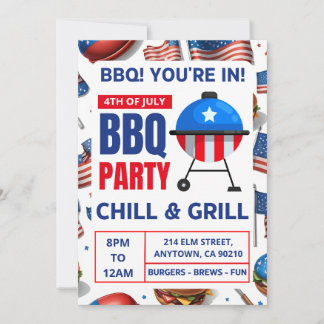 bbq uitnodiging kaarten familie reünie 4 juli