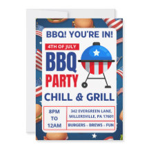 bbq uitnodiging kaarten familie reünie 4 juli