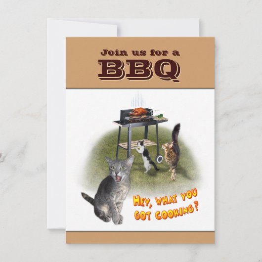BBQ Uitnodiging met Katten (Voorkant)