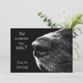 BBQ-uitnodiging: neuszwart en grijs Kaart (Staand voorkant)