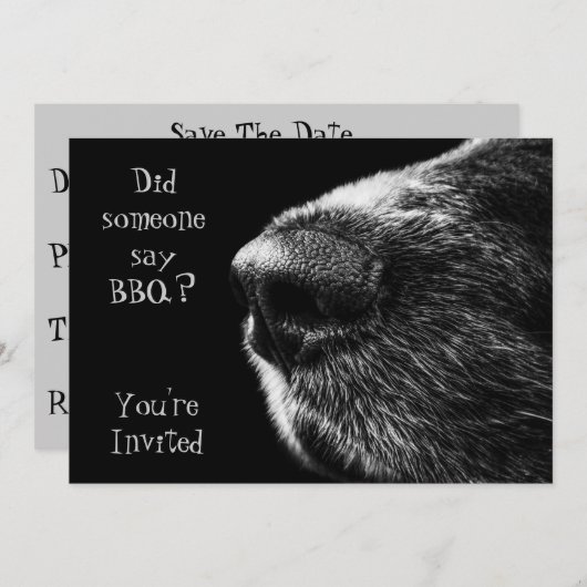 BBQ-uitnodiging: neuszwart en grijs Kaart (Voorkant / Achterkant)