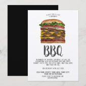BBQ uitnodiging reusachtige hamburger (Voorkant / Achterkant)