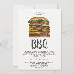 BBQ uitnodiging reusachtige hamburger