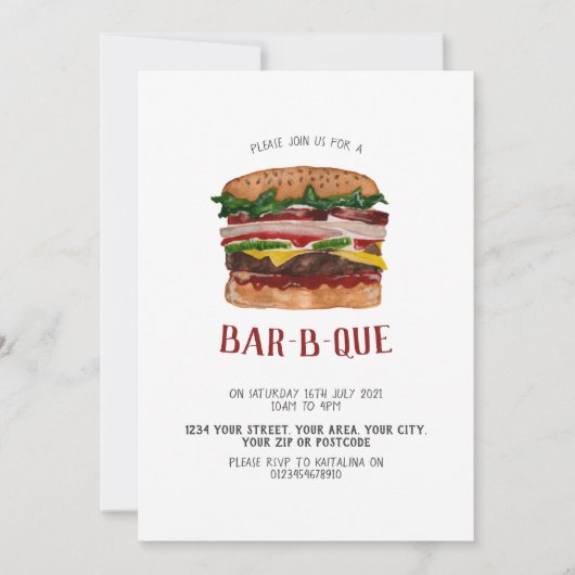 BBQ-uitnodiging reuzenburger Kaart (Voorkant)