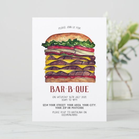 BBQ-uitnodiging reuzenburger Kaart (Staand voorkant)