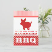 BBQ Uitnodiging - Rood en Roze Varken (Staand voorkant)