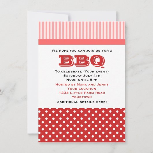 BBQ Uitnodiging - Rood en Roze Varken (Achterkant)