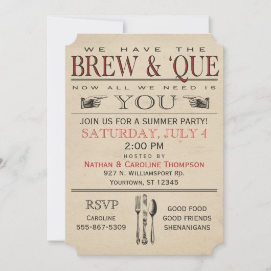 BBQ | Uitnodiging voor de Brew- en de Korstzomerpa (Voorkant)