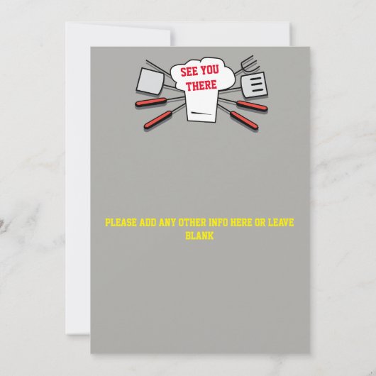 BBQ Uitnodiging voor om het even welk geval - (Achterkant)