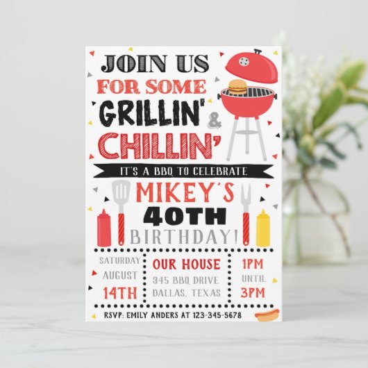 BBQ Uitnodiging voor volwassenen BBQ Uitnodiging (Staand voorkant)