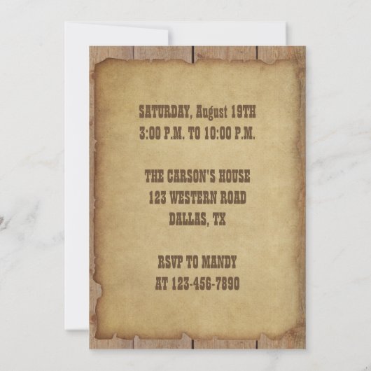 BBQ Uitnodiging Westerne Stijl (Achterkant)