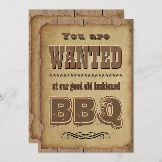 BBQ Uitnodiging Westerne Stijl (Voorkant / Achterkant)