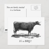  BBQ-uitnodigingskaart voor koeien Uitnodiging Briefkaart (Voorkant / Achterkant)