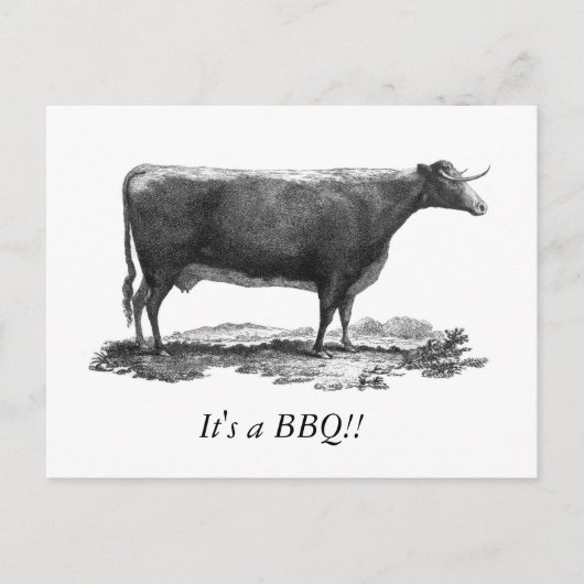  BBQ-uitnodigingskaart voor koeien Uitnodiging Briefkaart (Voorkant)