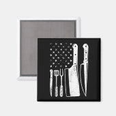 Bbq usa vlag patriottische vierde juli masterchef  magneet (Voorkant / Achterkant)