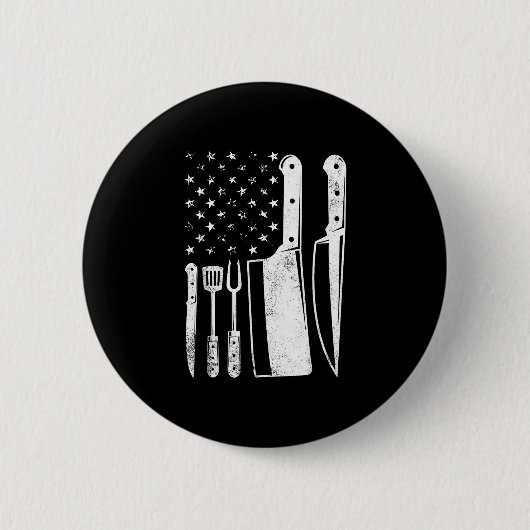 Bbq usa vlag patriottische vierde juli masterchef ronde button 5,7 cm (Voorkant)