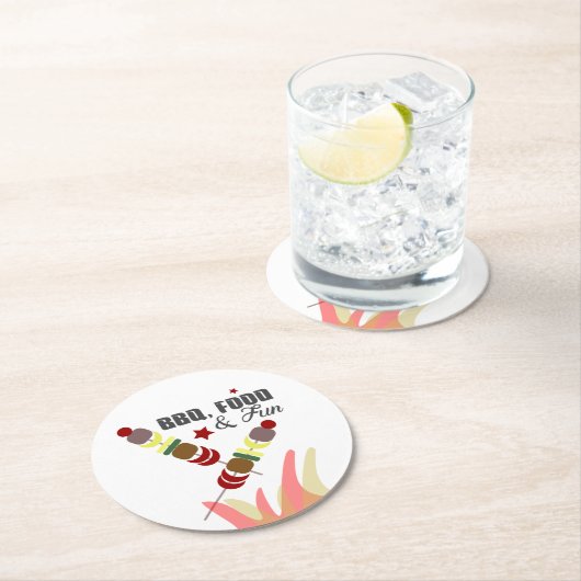 BBQ Vaderdag Dad Grandpa Cookout Ronde Kartonnen Onderzetter (Insitu)