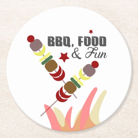 BBQ Vaderdag Dad Grandpa Cookout Ronde Kartonnen Onderzetter (Voorkant)