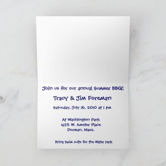 BBQ van de Barbecue van de zomer Uitnodiging (Binnen)