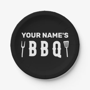 Bbq van jouw naam papieren bordje