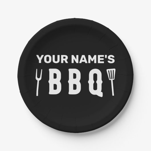 Bbq van jouw naam papieren bordje (Voorkant)