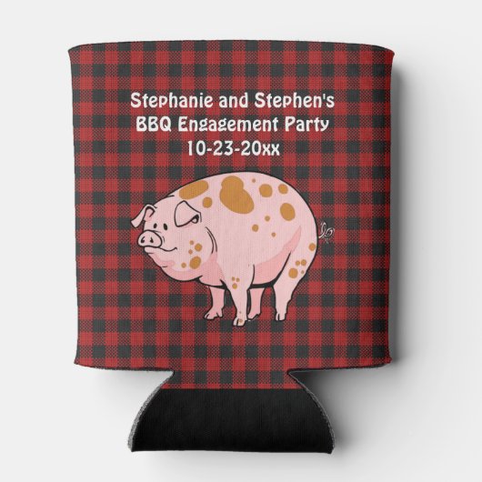 BBQ Varken Gebraden Rustieke Bruiloft Verlovingsfe Blikjeskoeler (Achterkant)