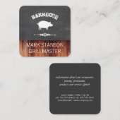 BBQ / Varken / Krijt / Hout Vierkante Visitekaartje (Voorkant / Achterkant)