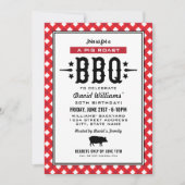 BBQ Varkensrooster Rood Gingham Verjaardag Kaart (Voorkant)