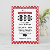 BBQ Varkensrooster Rood Gingham Verjaardag Kaart (Staand voorkant)